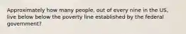 Approximately how many people, out of every nine in the US, live below below the poverty line established by the federal government?