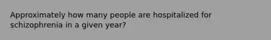 Approximately how many people are hospitalized for schizophrenia in a given year?