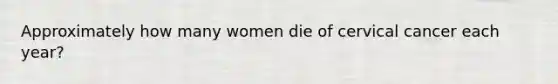 Approximately how many women die of cervical cancer each year?