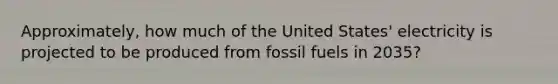 Approximately, how much of the United States' electricity is projected to be produced from fossil fuels in 2035?