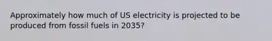 Approximately how much of US electricity is projected to be produced from fossil fuels in 2035?