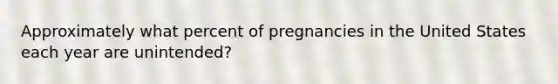 Approximately what percent of pregnancies in the United States each year are unintended?