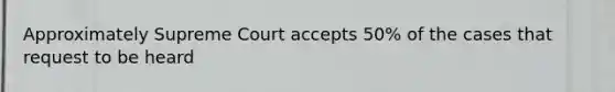 Approximately Supreme Court accepts 50% of the cases that request to be heard