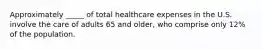 Approximately _____ of total healthcare expenses in the U.S. involve the care of adults 65 and older, who comprise only 12% of the population.