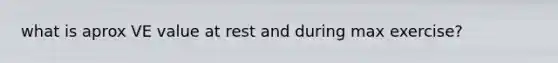 what is aprox VE value at rest and during max exercise?