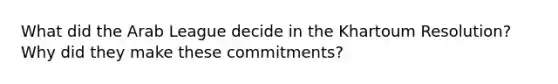 What did the Arab League decide in the Khartoum Resolution? Why did they make these commitments?