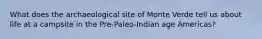 What does the archaeological site of Monte Verde tell us about life at a campsite in the Pre-Paleo-Indian age Americas?