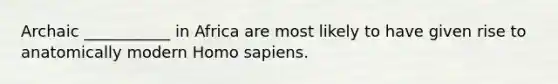 Archaic ___________ in Africa are most likely to have given rise to anatomically modern Homo sapiens.