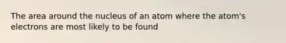 The area around the nucleus of an atom where the atom's electrons are most likely to be found