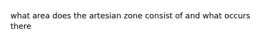 what area does the artesian zone consist of and what occurs there