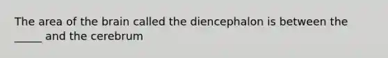 The area of the brain called the diencephalon is between the _____ and the cerebrum