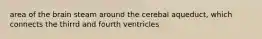 area of the brain steam around the cerebal aqueduct, which connects the thirrd and fourth ventricles
