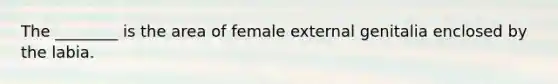 The ________ is the area of female external genitalia enclosed by the labia.