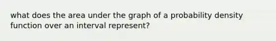 what does the area under the graph of a probability density function over an interval represent?