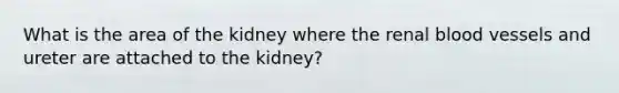 What is the area of the kidney where the renal blood vessels and ureter are attached to the kidney?