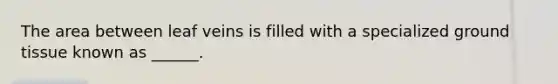 The area between leaf veins is filled with a specialized ground tissue known as ______.
