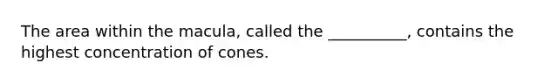 The area within the macula, called the __________, contains the highest concentration of cones.