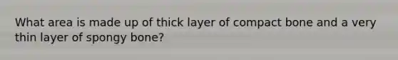 What area is made up of thick layer of compact bone and a very thin layer of spongy bone?