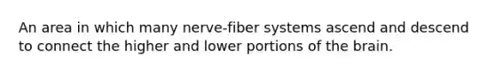 An area in which many nerve-fiber systems ascend and descend to connect the higher and lower portions of the brain.