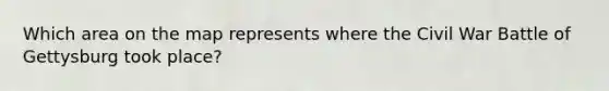 Which area on the map represents where the Civil War Battle of Gettysburg took place?