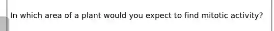 In which area of a plant would you expect to find mitotic activity?