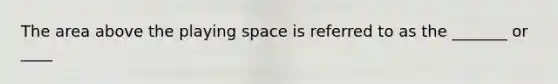 The area above the playing space is referred to as the _______ or ____