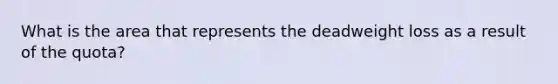 What is the area that represents the deadweight loss as a result of the quota?