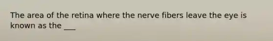 The area of the retina where the nerve fibers leave the eye is known as the ___