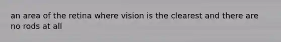 an area of the retina where vision is the clearest and there are no rods at all