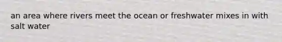 an area where rivers meet the ocean or freshwater mixes in with salt water