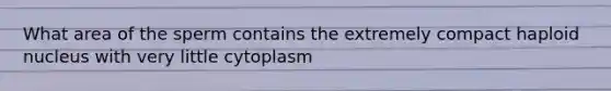 What area of the sperm contains the extremely compact haploid nucleus with very little cytoplasm