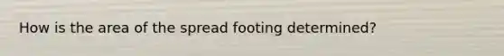 How is the area of the spread footing determined?