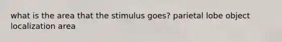 what is the area that the stimulus goes? parietal lobe object localization area