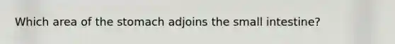 Which area of the stomach adjoins the small intestine?