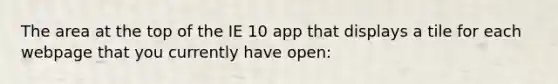 The area at the top of the IE 10 app that displays a tile for each webpage that you currently have open: