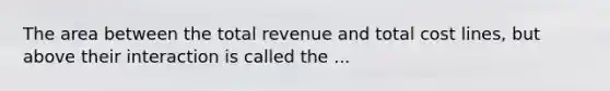 The area between the total revenue and total cost lines, but above their interaction is called the ...