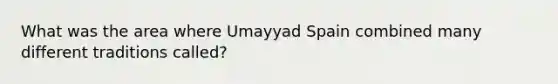 What was the area where Umayyad Spain combined many different traditions called?