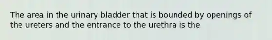 The area in the <a href='https://www.questionai.com/knowledge/kb9SdfFdD9-urinary-bladder' class='anchor-knowledge'>urinary bladder</a> that is bounded by openings of the ureters and the entrance to the urethra is the