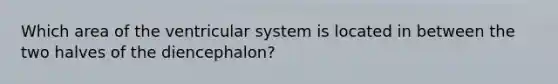 Which area of the ventricular system is located in between the two halves of the diencephalon?