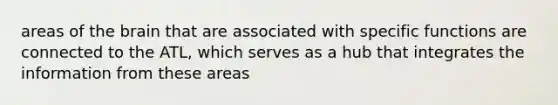 areas of the brain that are associated with specific functions are connected to the ATL, which serves as a hub that integrates the information from these areas