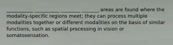 ___________ __________ ________ _______ areas are found where the modality-specific regions meet; they can process multiple modalities together or different modalities on the basis of similar functions, such as spatial processing in vision or somatosensation.