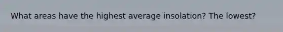 What areas have the highest average insolation? The lowest?