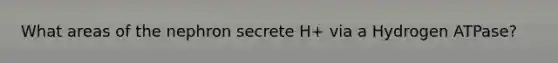 What areas of the nephron secrete H+ via a Hydrogen ATPase?