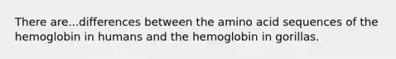 There are...differences between the amino acid sequences of the hemoglobin in humans and the hemoglobin in gorillas.