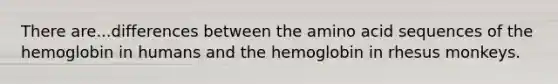 There are...differences between the amino acid sequences of the hemoglobin in humans and the hemoglobin in rhesus monkeys.