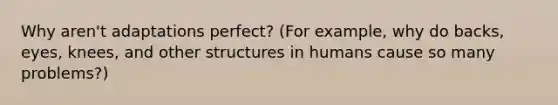 Why aren't adaptations perfect? (For example, why do backs, eyes, knees, and other structures in humans cause so many problems?)