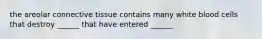 the areolar connective tissue contains many white blood cells that destroy ______ that have entered ______