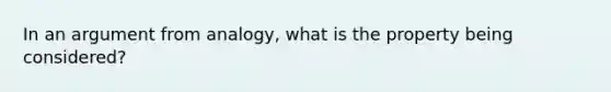 In an argument from analogy, what is the property being considered?