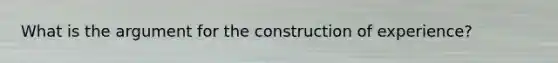 What is the argument for the construction of experience?