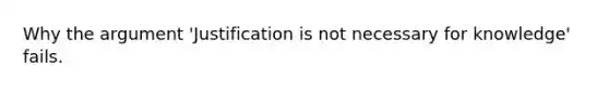 Why the argument 'Justification is not necessary for knowledge' fails.